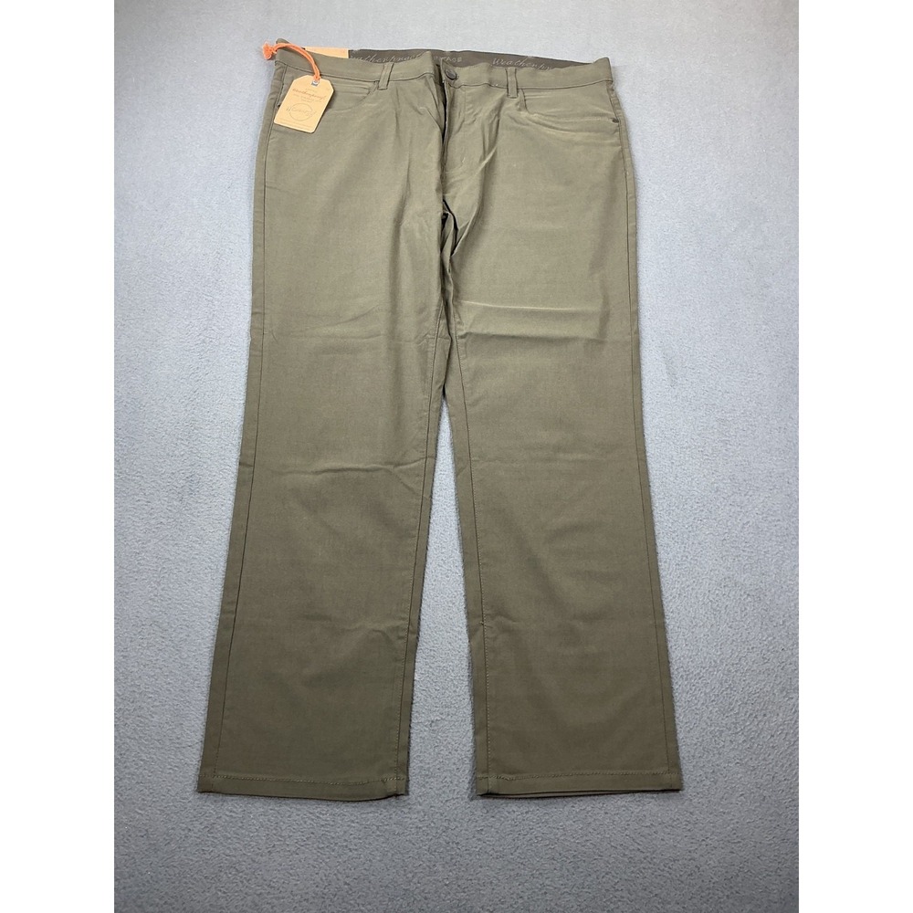 Weatherproof‎ Vintage Pants Mens 38x30 Green Tech Stretch Chino Flex Waistband